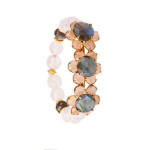 Elegant Rose Quartz and Labradorite Beaded Bracelet